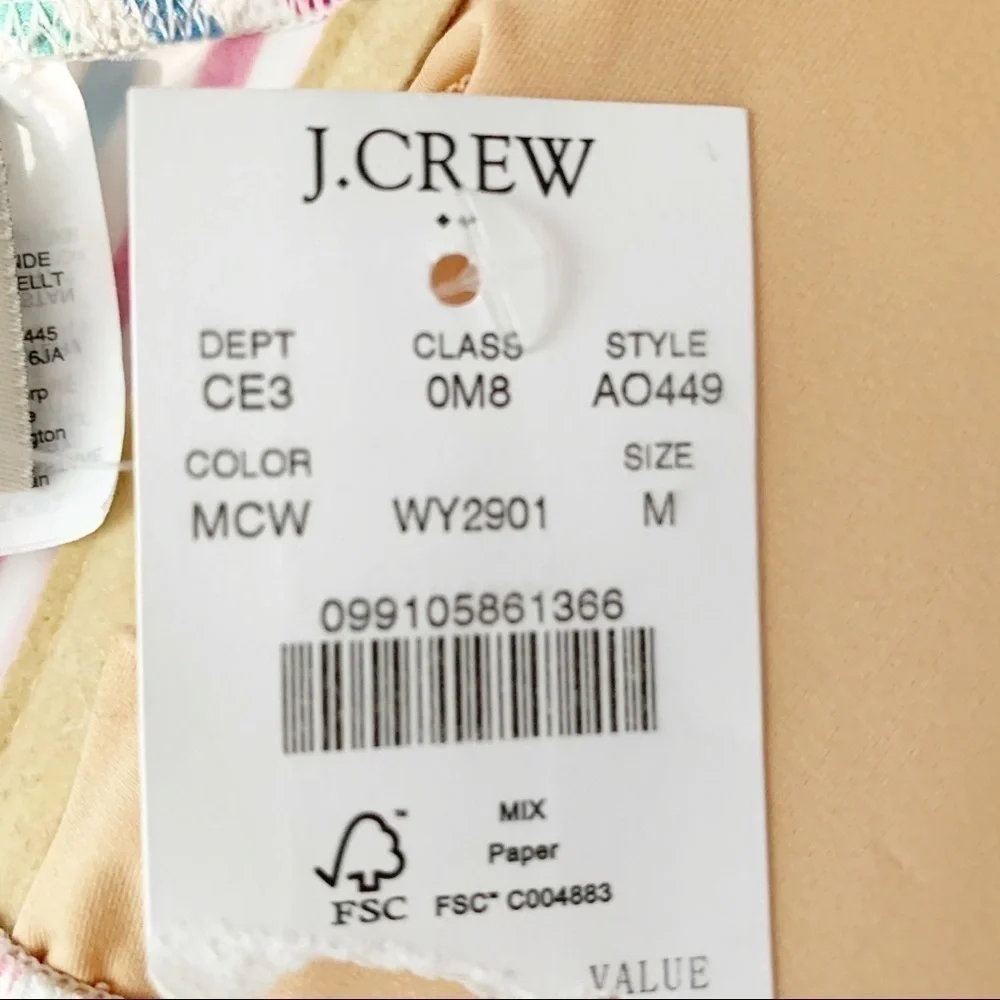 𝅺JCREW Factory Striped Ruffle Swimsuit Top NWTSizeM